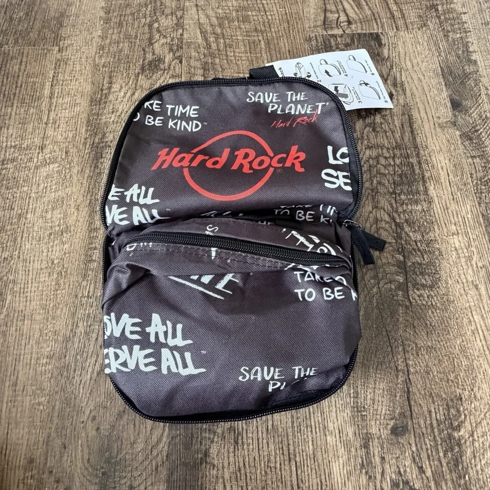 Hard Rock Cafe Foldable Backpack Packable‎ Travel Bag Love All Serve All NWT